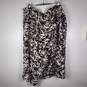 Ava & Viv Black/Cream Knit Floral Midi A-Line Skirt Rayon Nylon Size 2X Plus